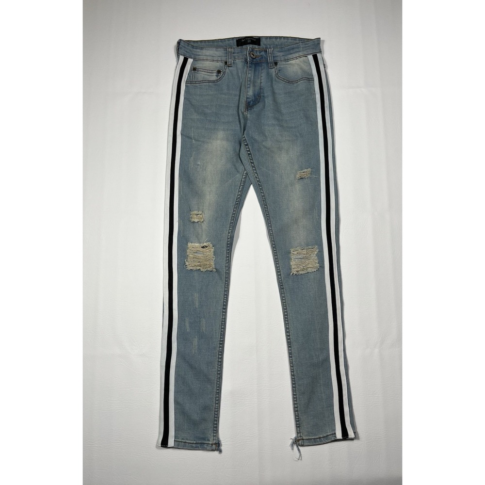 Serenede Skinny Jeans Mens 30x32 Striped Distressed Blue Denim
